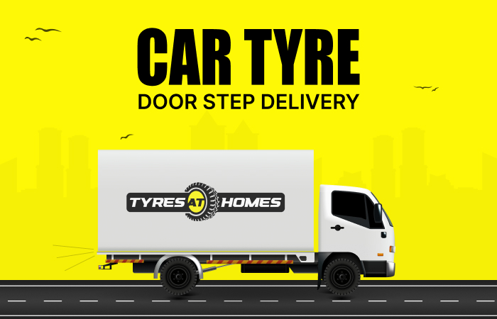 Car tyre delivery door step